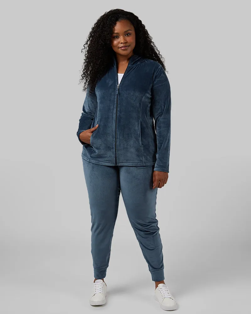WOMEN'S SOFT VELOUR HOODED FULL-ZIP