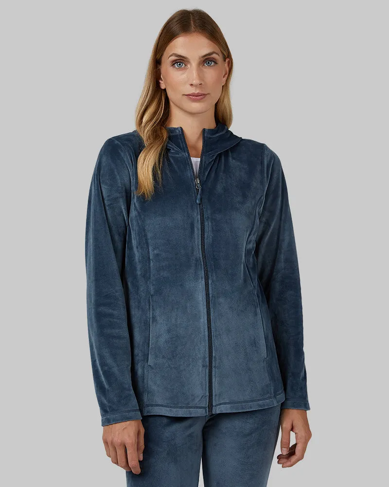 WOMEN'S SOFT VELOUR HOODED FULL-ZIP