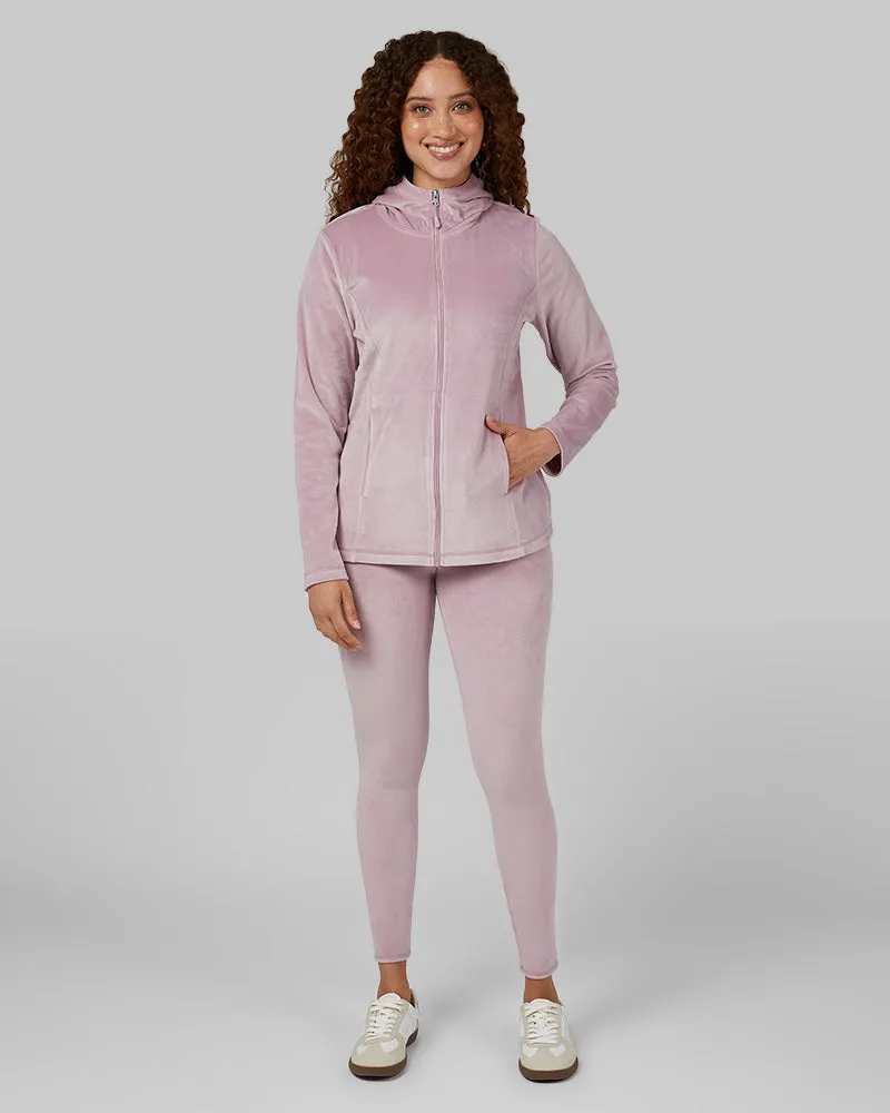 WOMEN'S SOFT VELOUR HOODED FULL-ZIP