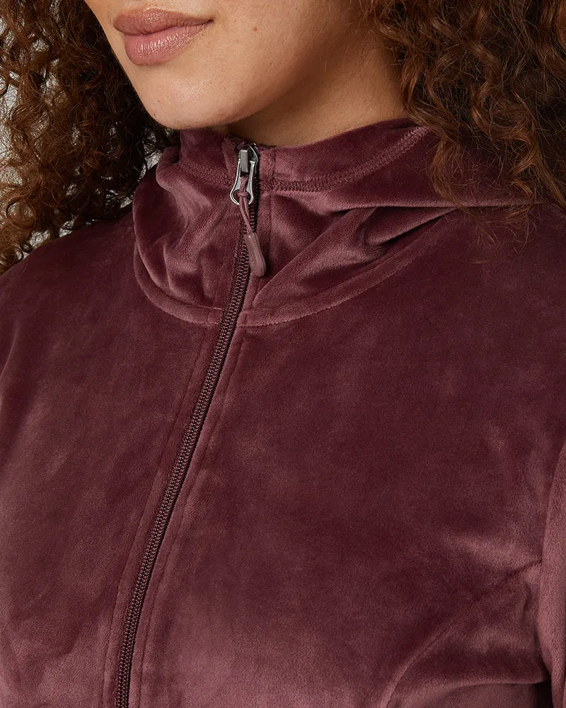 WOMEN'S SOFT VELOUR HOODED FULL-ZIP