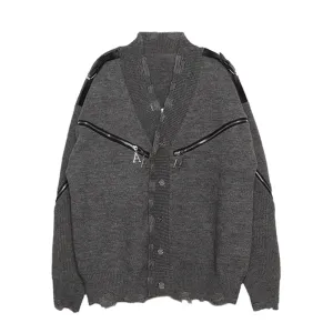 Women's Solid Color Deconstructed Knit Cardigan