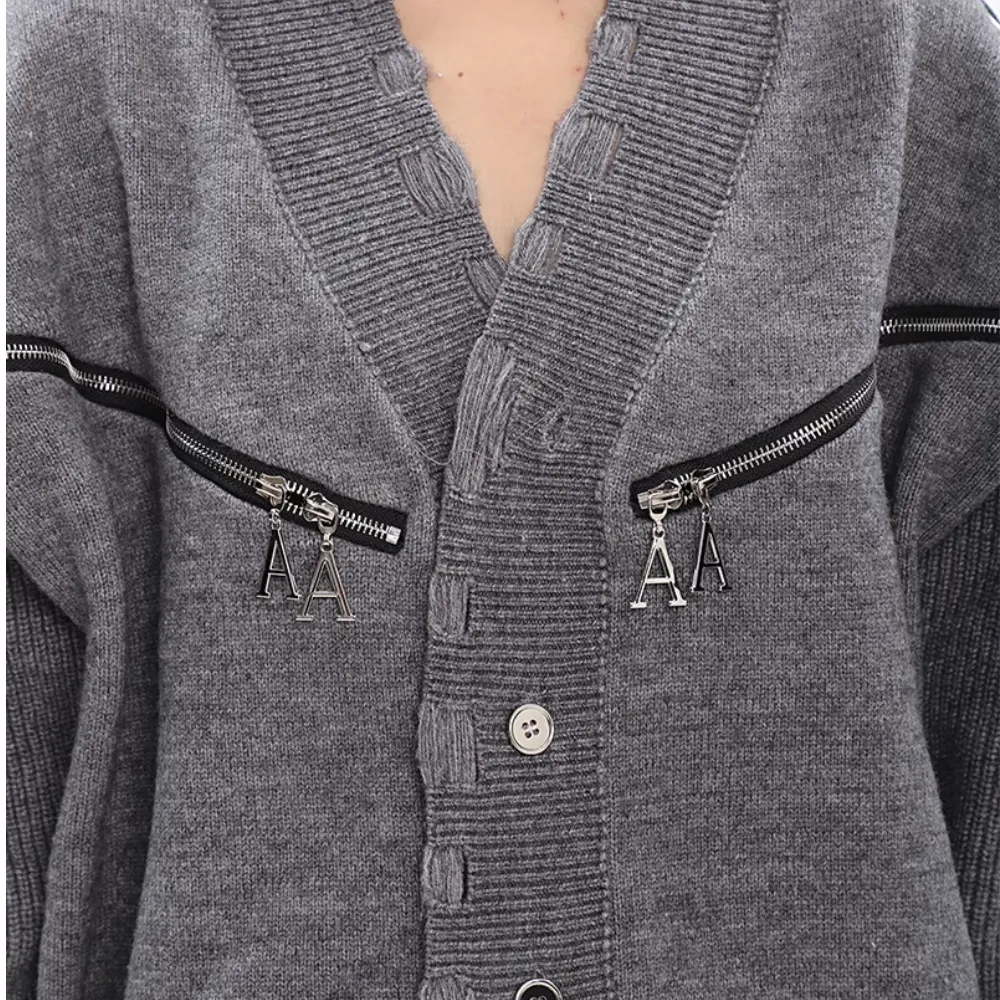 Women's Solid Color Deconstructed Knit Cardigan