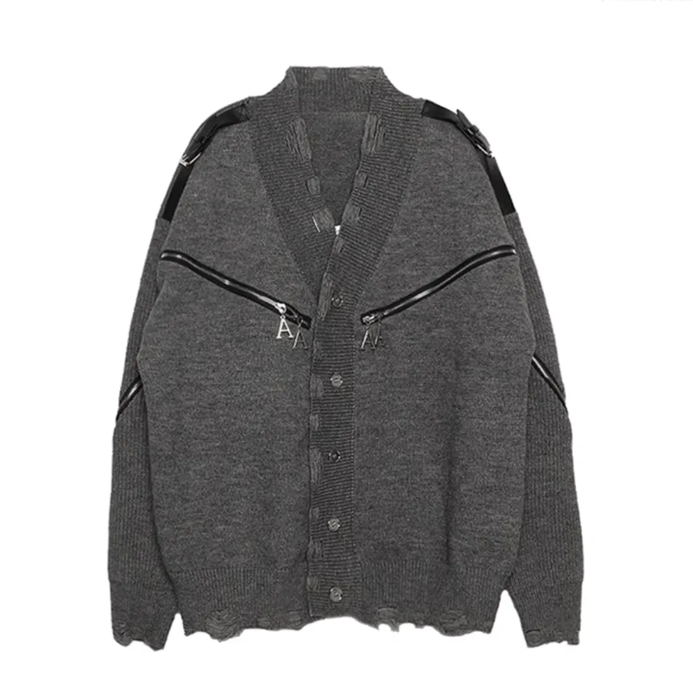 Women's Solid Color Deconstructed Knit Cardigan