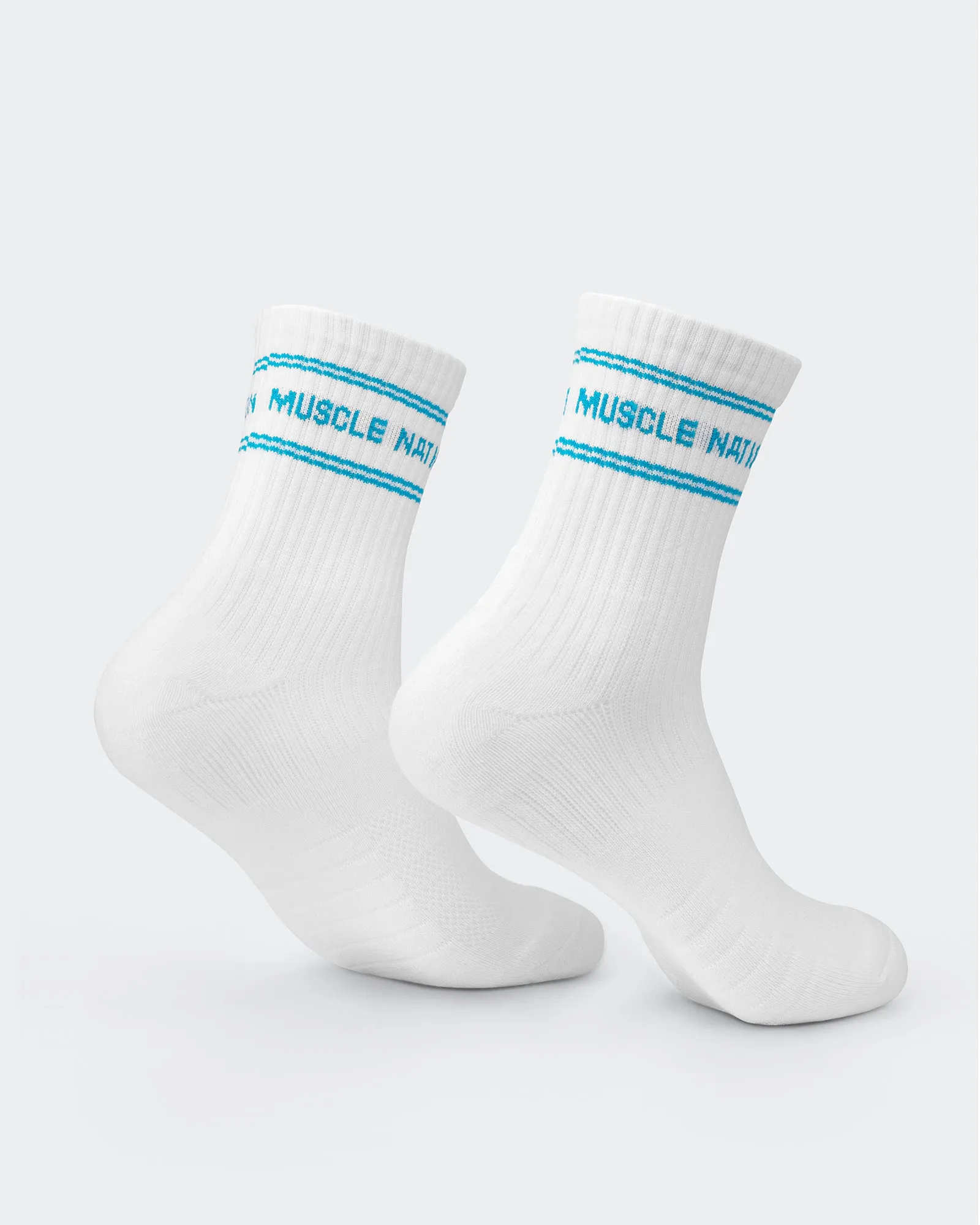 Womens Stripe Crew Sock (2x Pack) - Clover/ Capri Blue