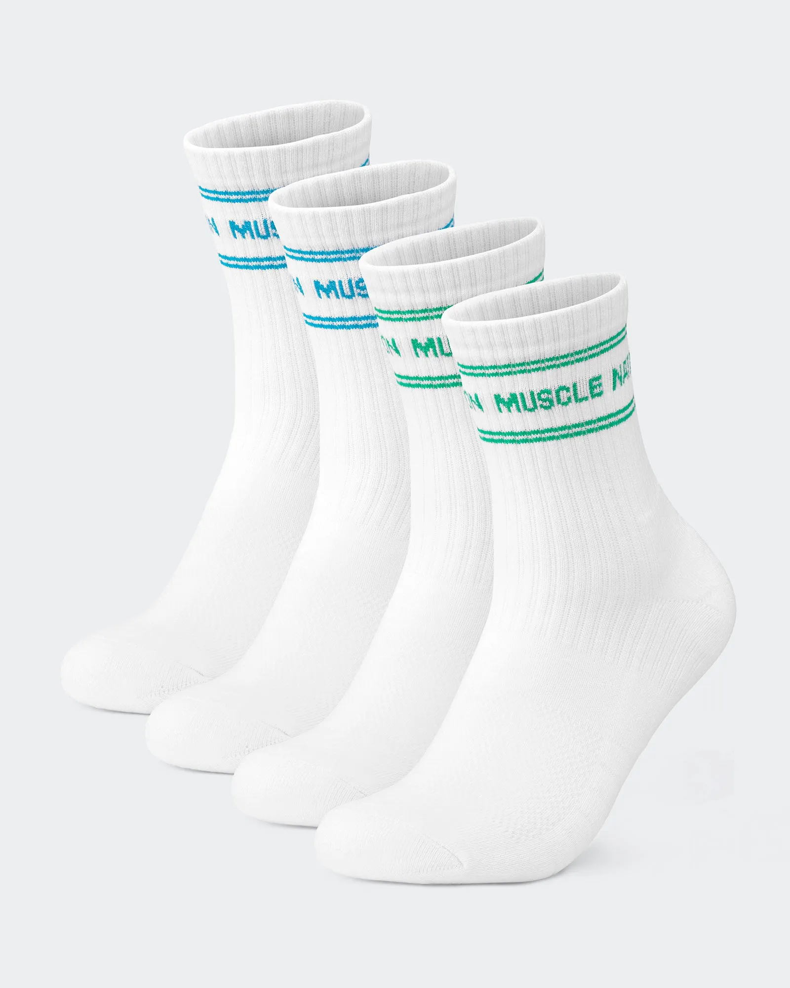 Womens Stripe Crew Sock (2x Pack) - Clover/ Capri Blue