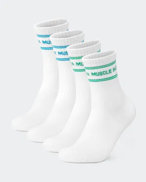 Womens Stripe Crew Sock (2x Pack) - Clover/ Capri Blue