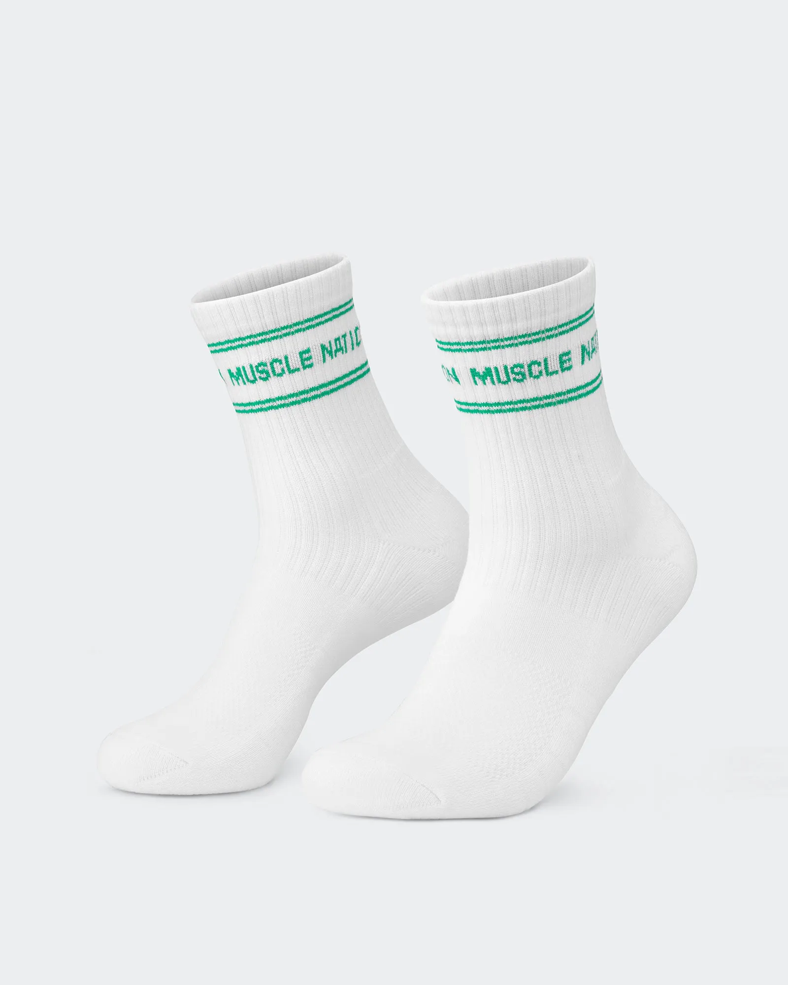 Womens Stripe Crew Sock (2x Pack) - Clover/ Capri Blue