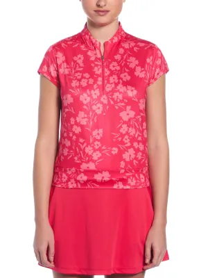 Women's Summer Floral Cap Waist Length Top