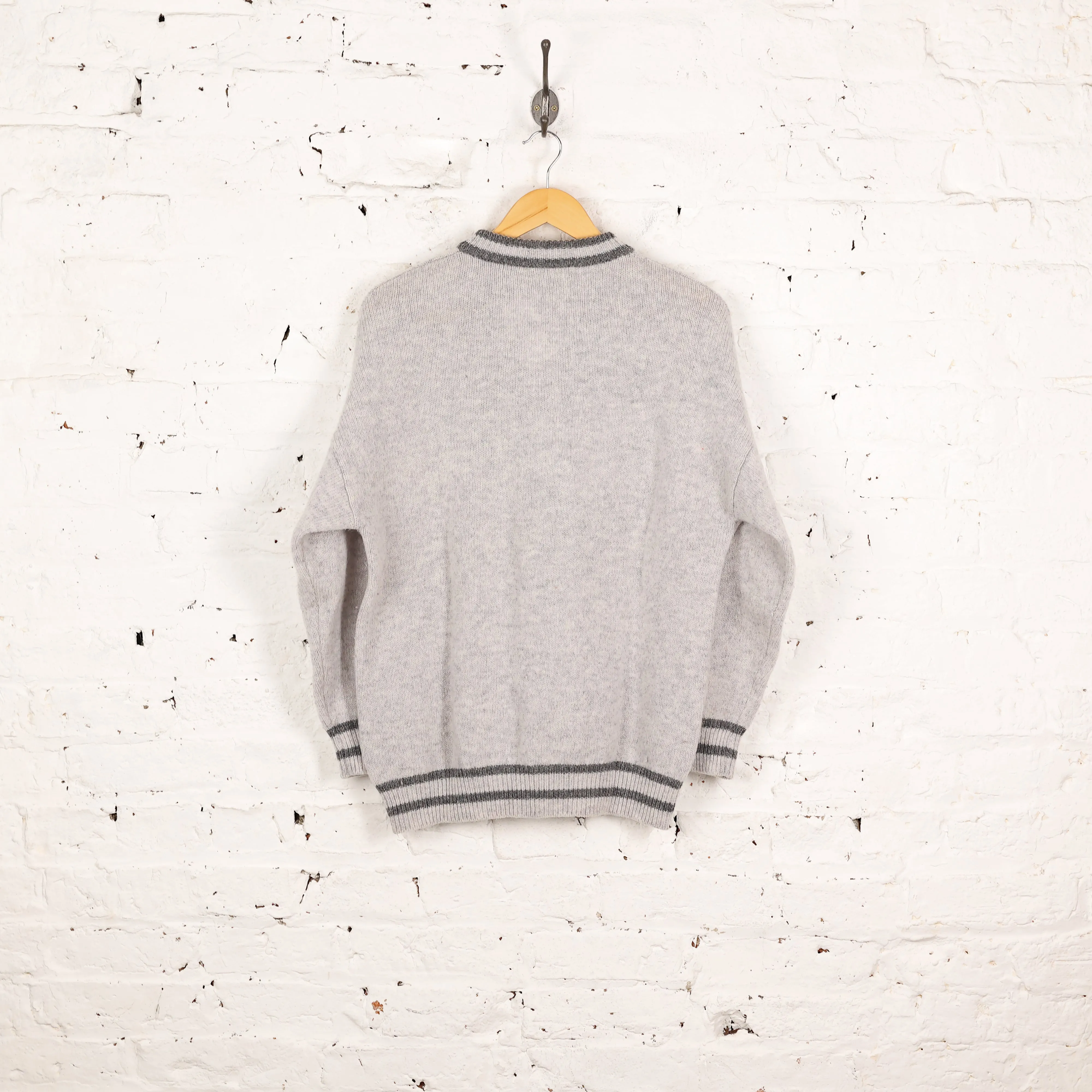 Women's United Colors of Benneton Bear Butterfly Wool Knit Jumper - Grey - Women's L