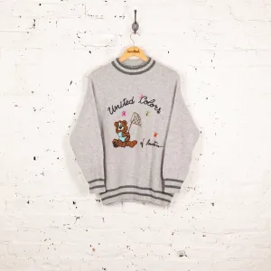 Women's United Colors of Benneton Bear Butterfly Wool Knit Jumper - Grey - Women's L