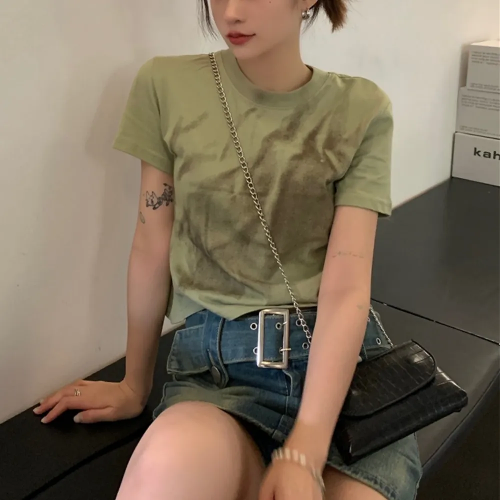 Women's Vintage Tie Dye Cropped Tee