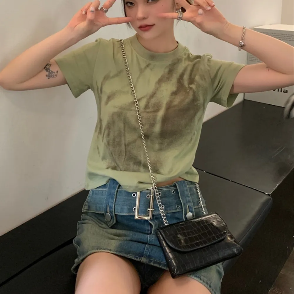 Women's Vintage Tie Dye Cropped Tee