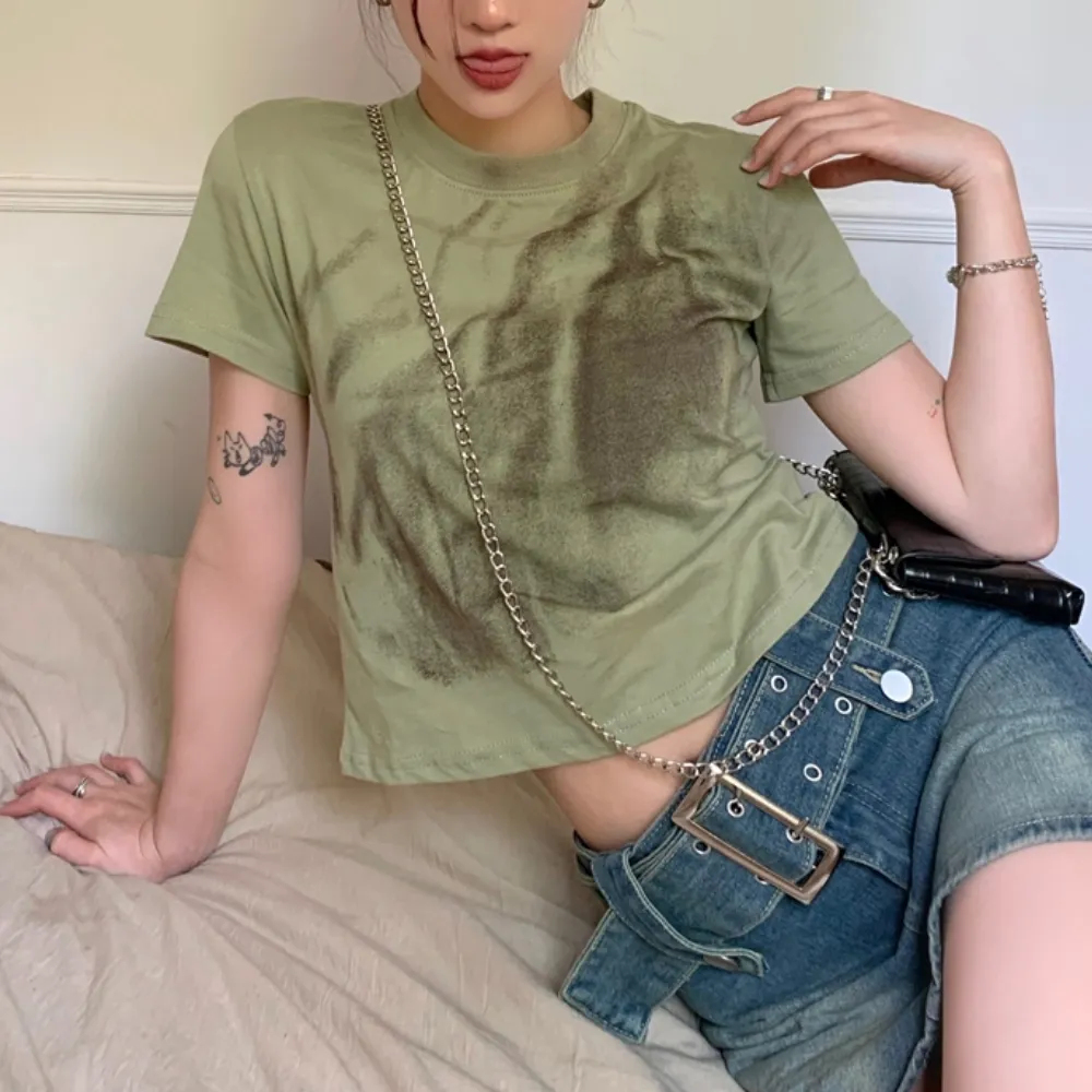 Women's Vintage Tie Dye Cropped Tee