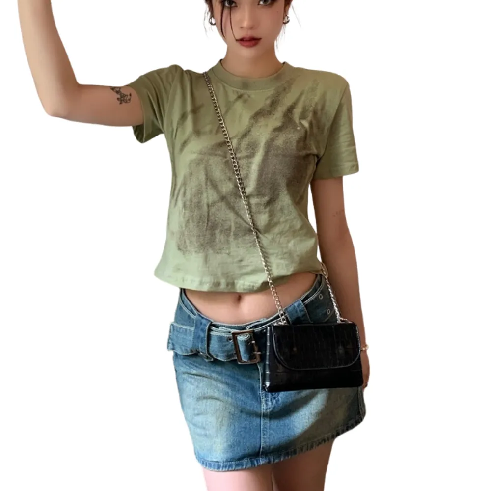 Women's Vintage Tie Dye Cropped Tee