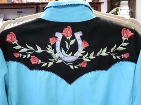 Women's Vintage Western Shirt Collection: Scully Lucky Horseshoes and Roses