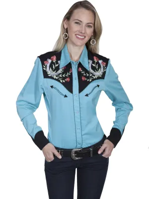 Women's Vintage Western Shirt Collection: Scully Lucky Horseshoes and Roses