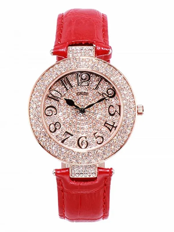 Women's Watch Full Drill Diamond large dial Leather Strap elegant watch