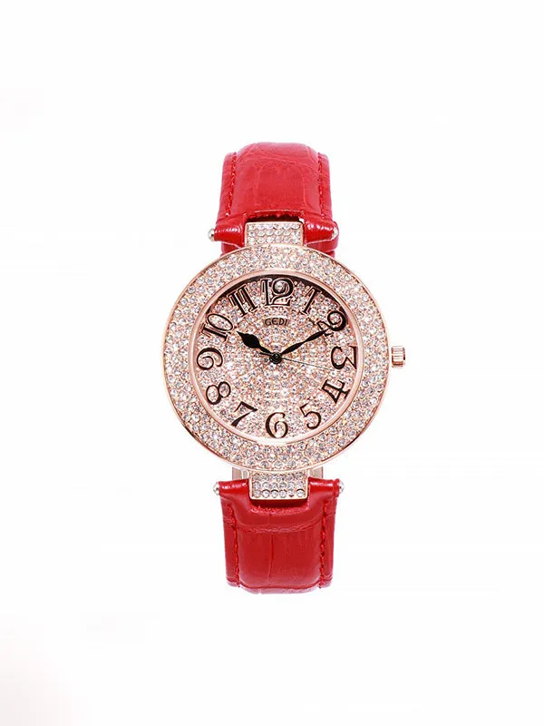 Women's Watch Full Drill Diamond large dial Leather Strap elegant watch