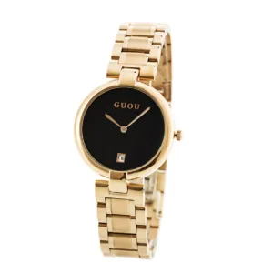 Women's Watch Gold black large dial Stainless Steel Strap elegant watch