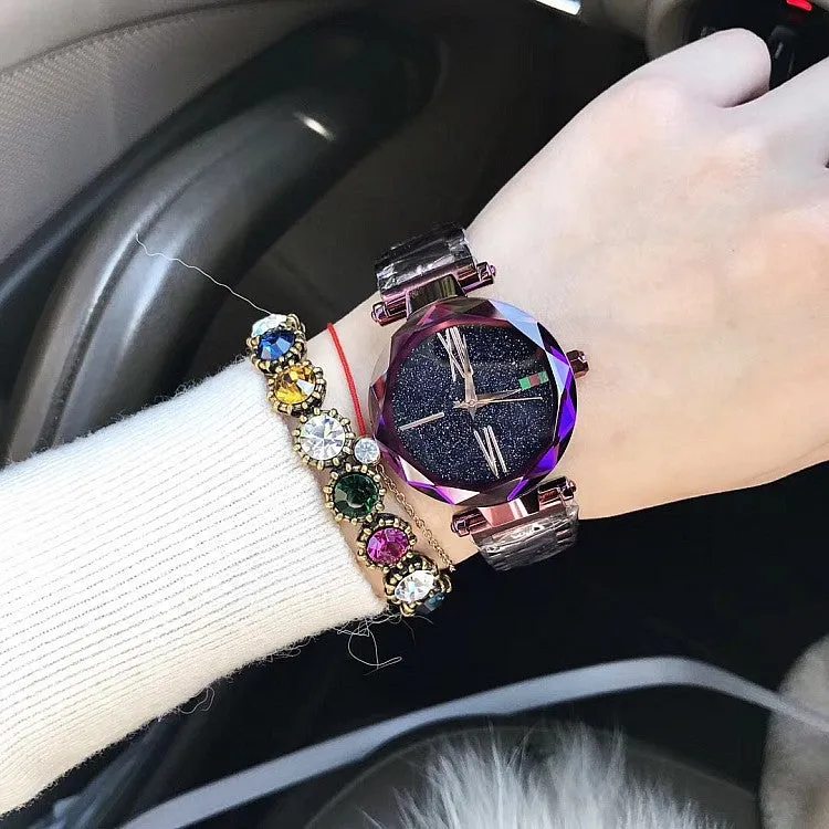 Women's Watch Roman Scale Starry surface Stainless Steel Strap elegant watch