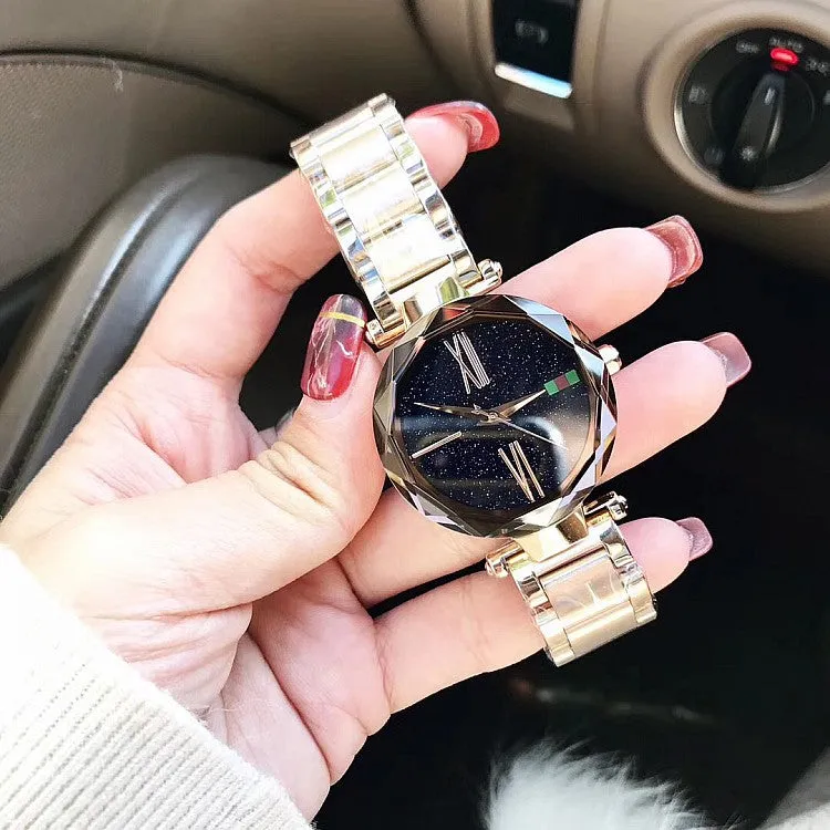 Women's Watch Roman Scale Starry surface Stainless Steel Strap elegant watch