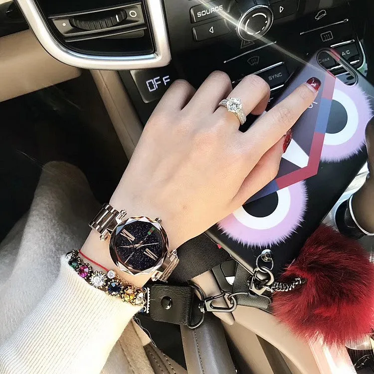 Women's Watch Roman Scale Starry surface Stainless Steel Strap elegant watch