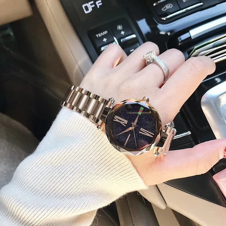 Women's Watch Roman Scale Starry surface Stainless Steel Strap elegant watch