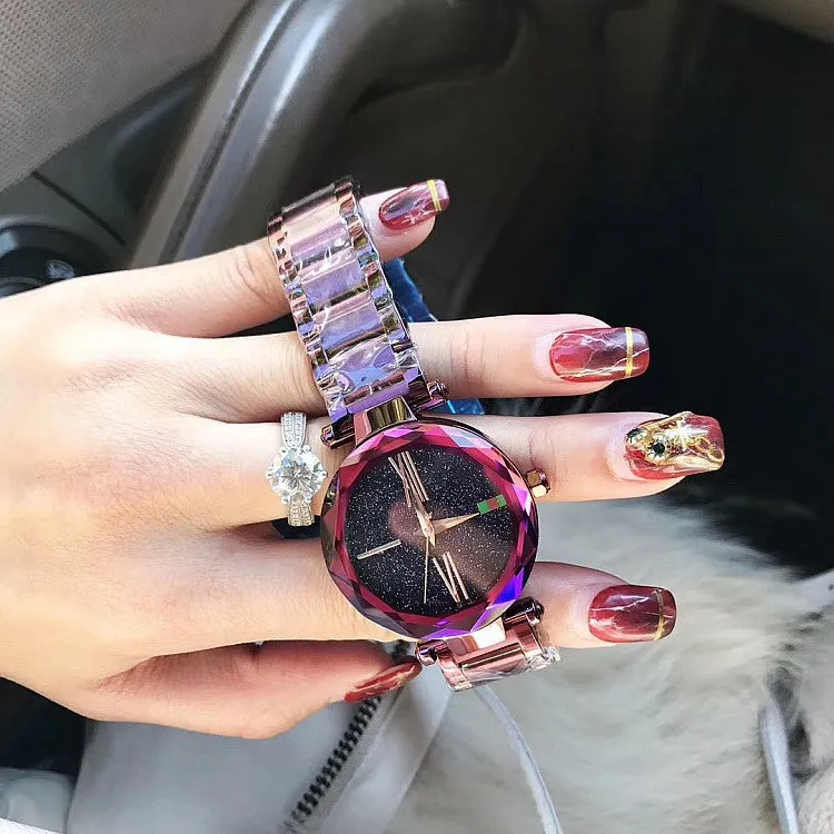 Women's Watch Roman Scale Starry surface Stainless Steel Strap elegant watch
