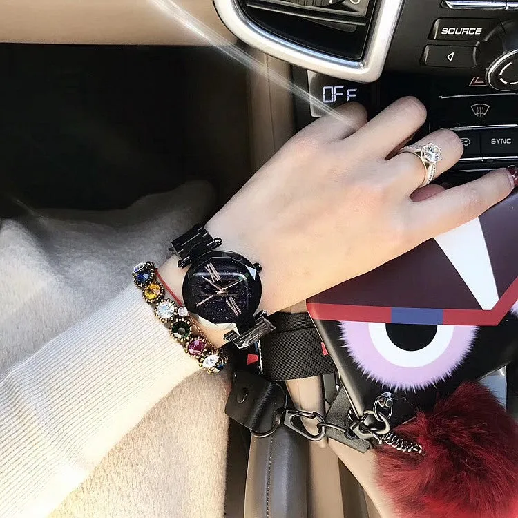 Women's Watch Roman Scale Starry surface Stainless Steel Strap elegant watch