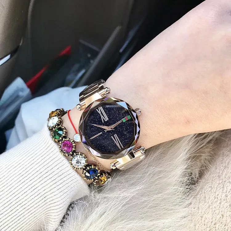 Women's Watch Roman Scale Starry surface Stainless Steel Strap elegant watch