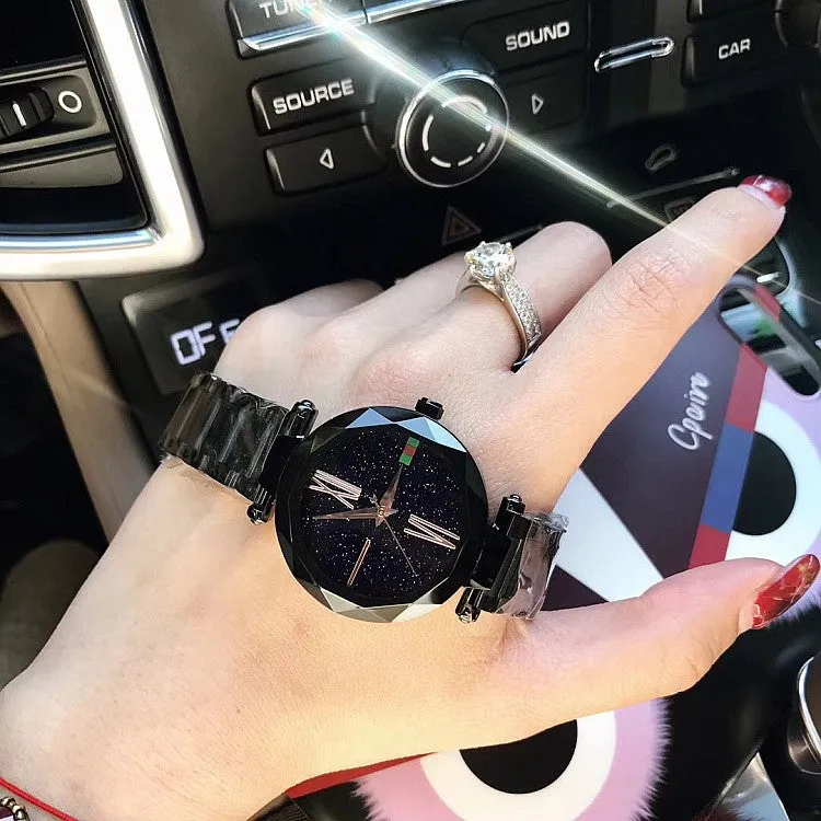 Women's Watch Roman Scale Starry surface Stainless Steel Strap elegant watch