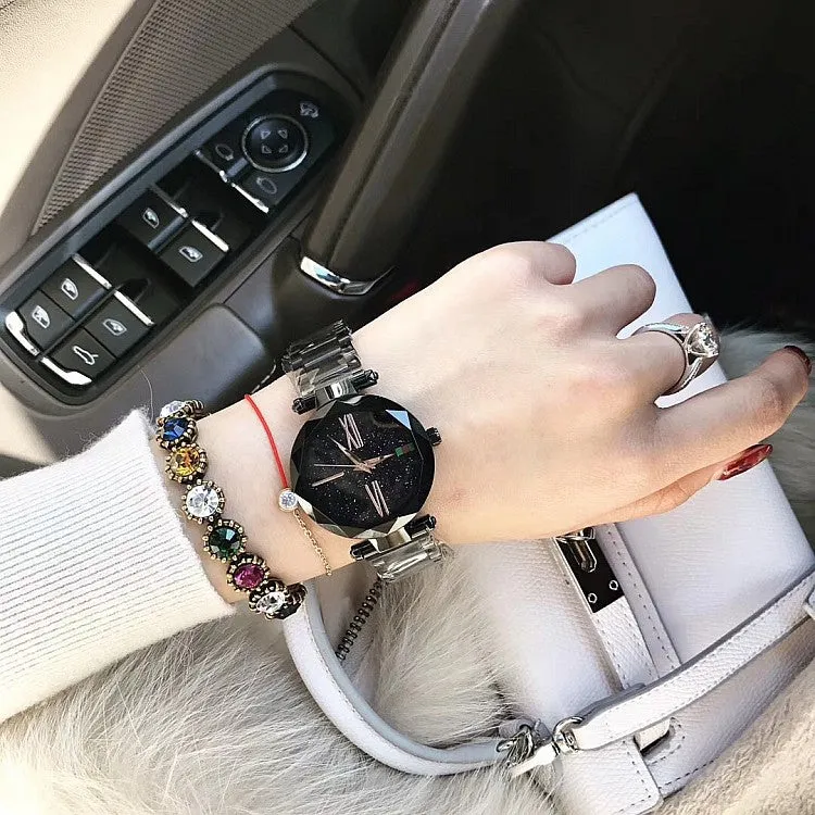 Women's Watch Roman Scale Starry surface Stainless Steel Strap elegant watch