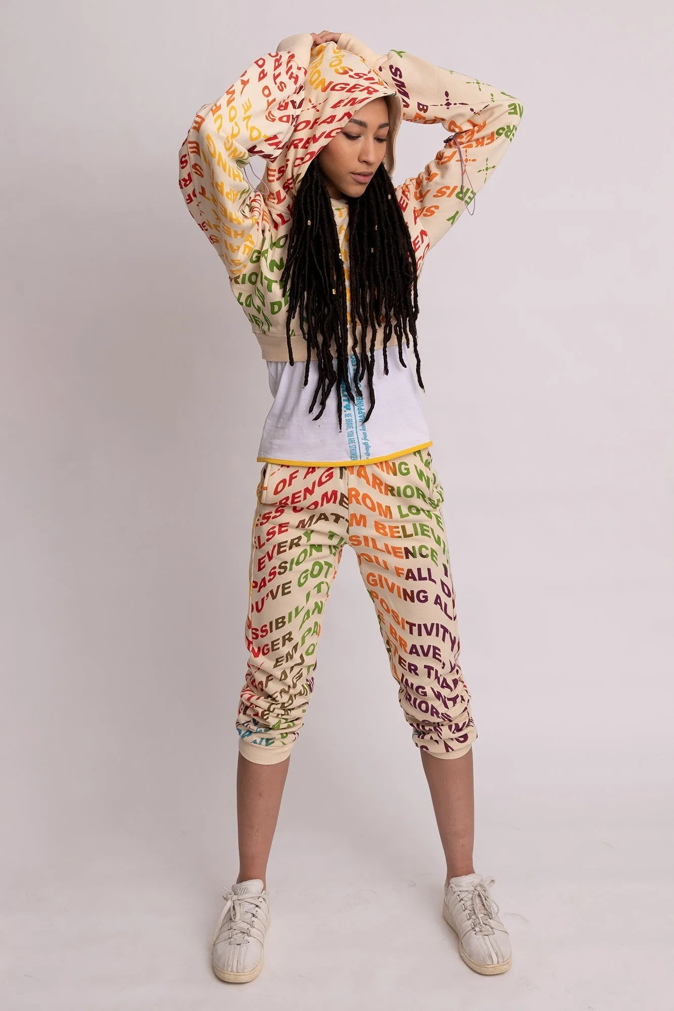 Women's Wisdom Cropped Hoodie in Beige
