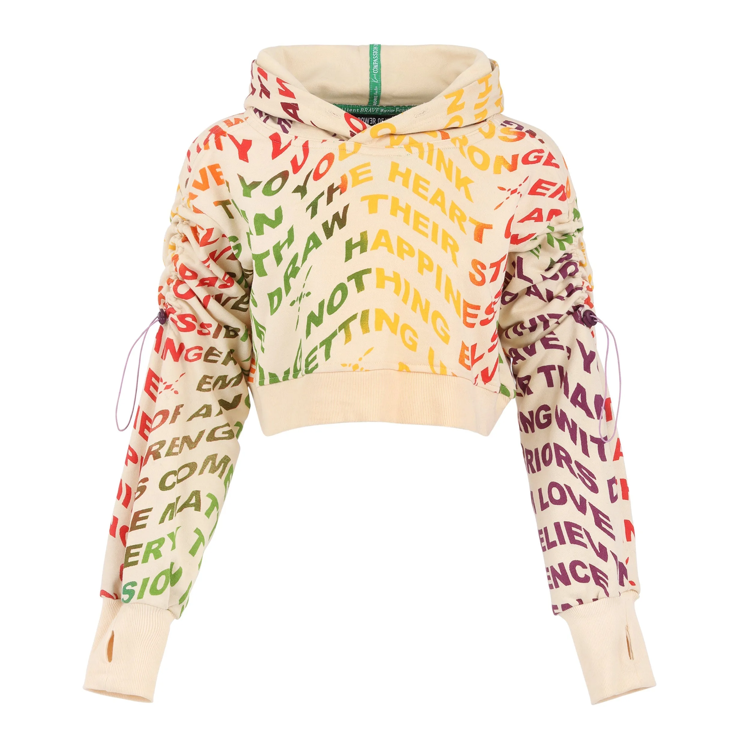 Women's Wisdom Cropped Hoodie in Beige