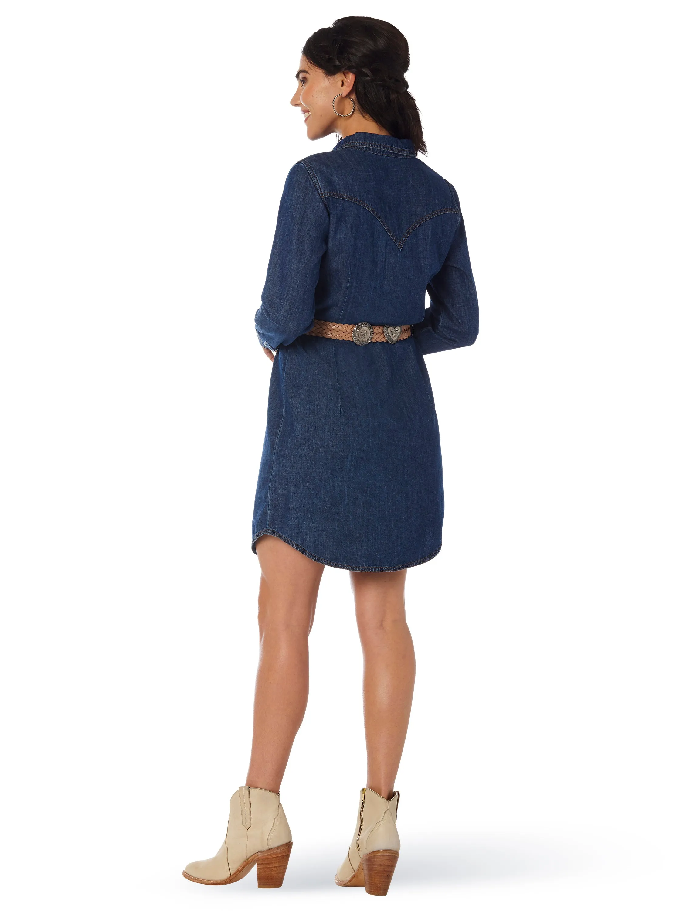 Wrangler Women's Retro Long Sleeve Western Denim Shirt Dress