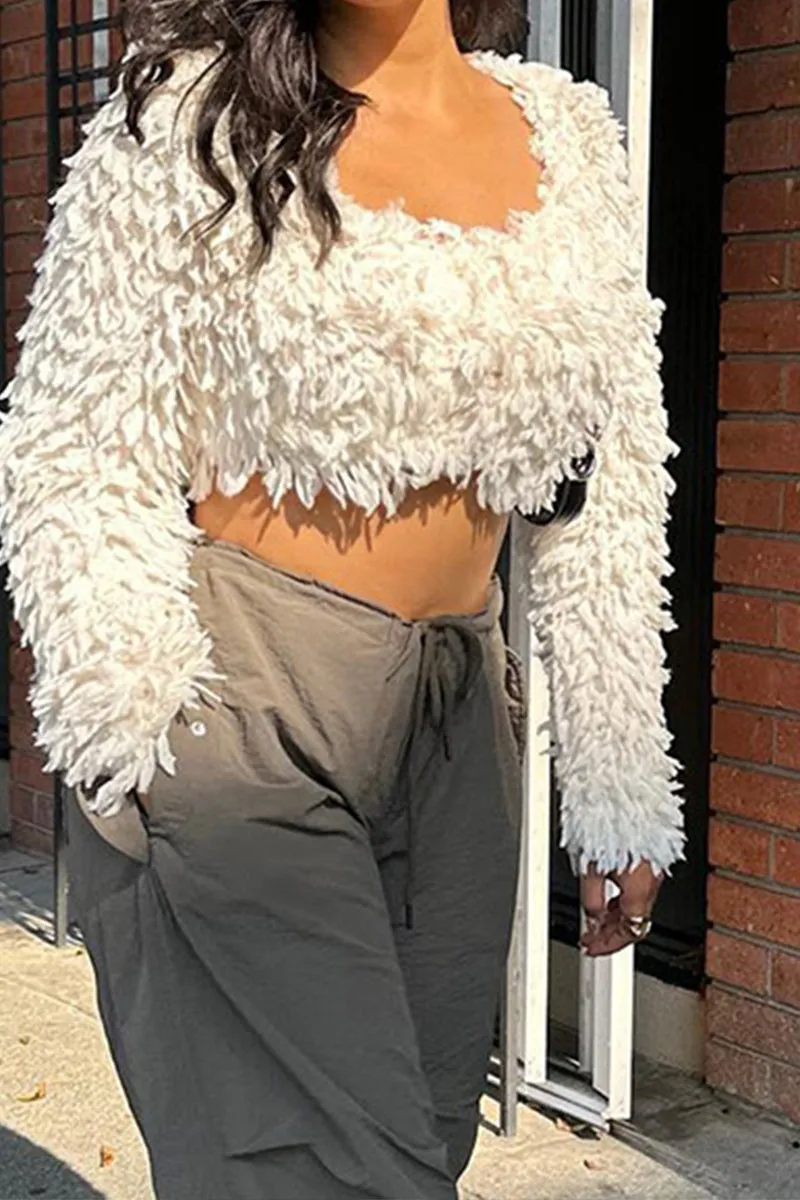 WS3322 Furry Knitted Crop Top