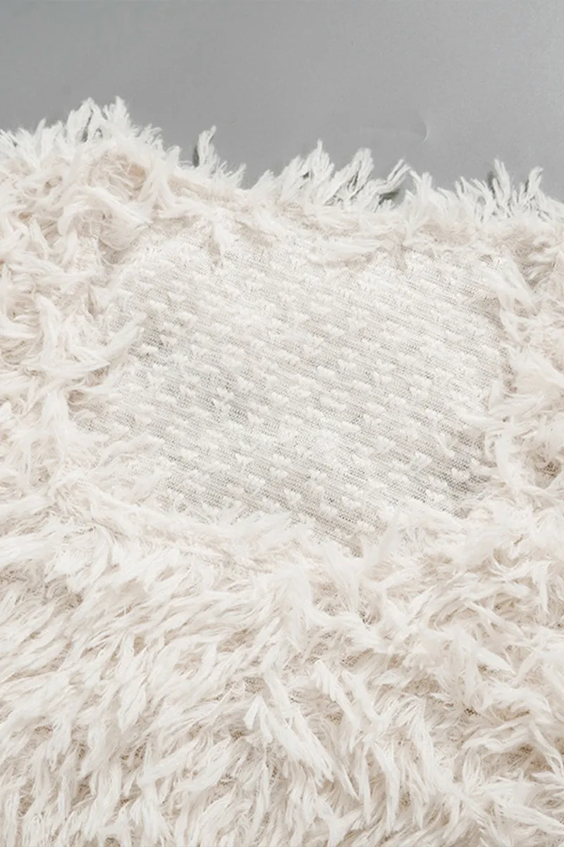 WS3322 Furry Knitted Crop Top