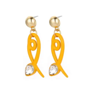 Yellow Acrylic & Cubic Zirconia 18K Gold-Plated Fish Drop Earrings