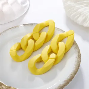 Yellow Chunky Curb Chain Drop Earrings
