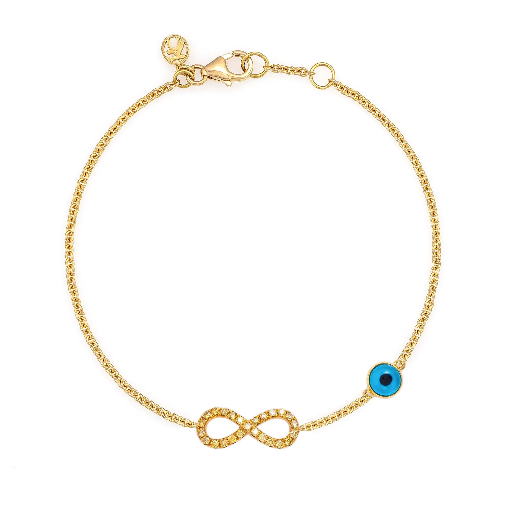 Yellow Diamond Infinity & Turkish Eye Bracelet
