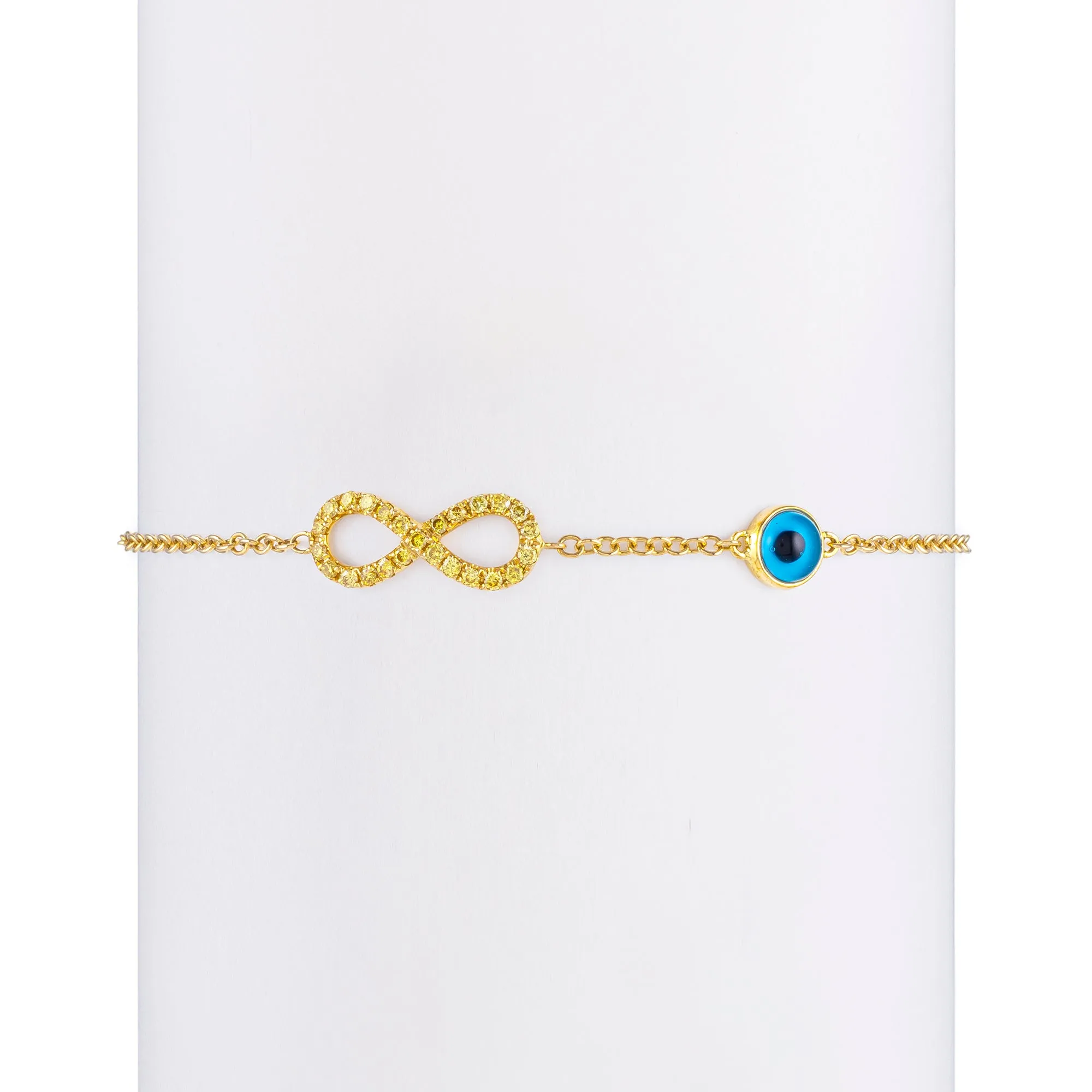 Yellow Diamond Infinity & Turkish Eye Bracelet