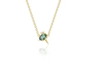 Yellow Gold Green Tourmaline And Diamond Necklace - Spike