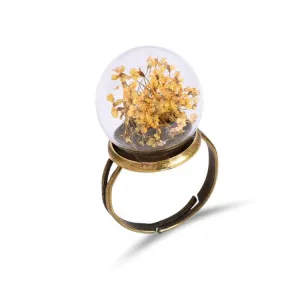 Yellow Gypsophila & Crystal Blossom Dome Ring