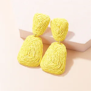 Yellow Raffia Ladder Drop Earrings