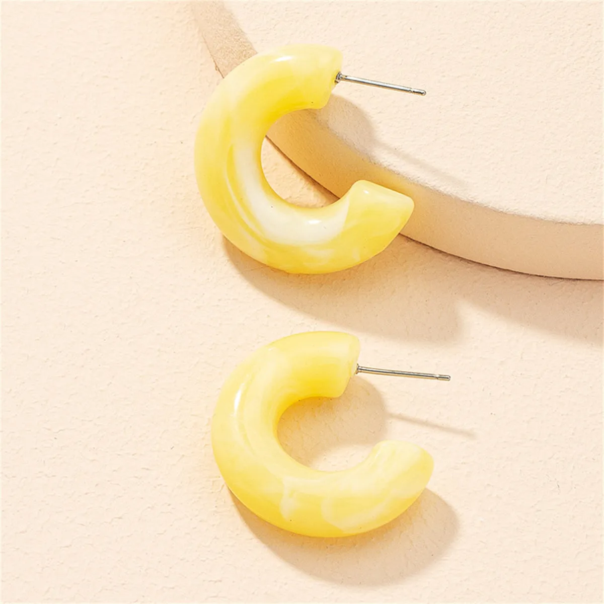 Yellow Resin Chunky Hoop Huggie Earring