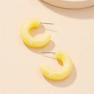 Yellow Resin Chunky Hoop Huggie Earring