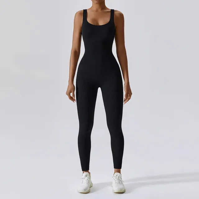 Yoga Bliss™ | Women's Stretchy Fitness Jumpsuit | Breathable Fabric, Form-Fitting Design & Maximum Flexibility