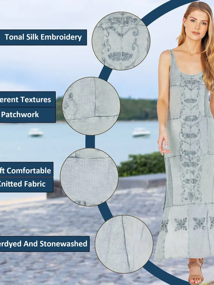 Young Threads Long Knitted Patchwork Western Dress